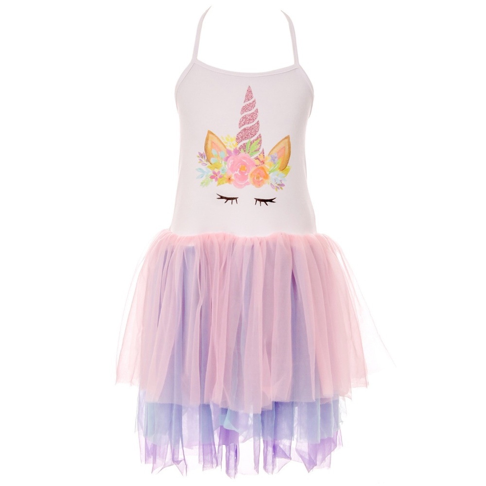 Unicorn halter top dress tulle bottom for girls
